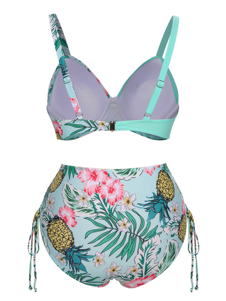 [Taglia Forti] Costumi  piante tropicali con lacci e patchwork anni '40