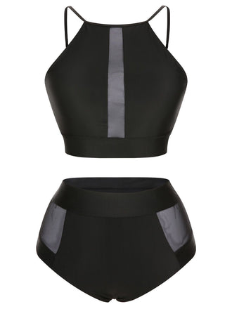 [Taglia Forti] Costumi cava con spalline sottili nero anni '40