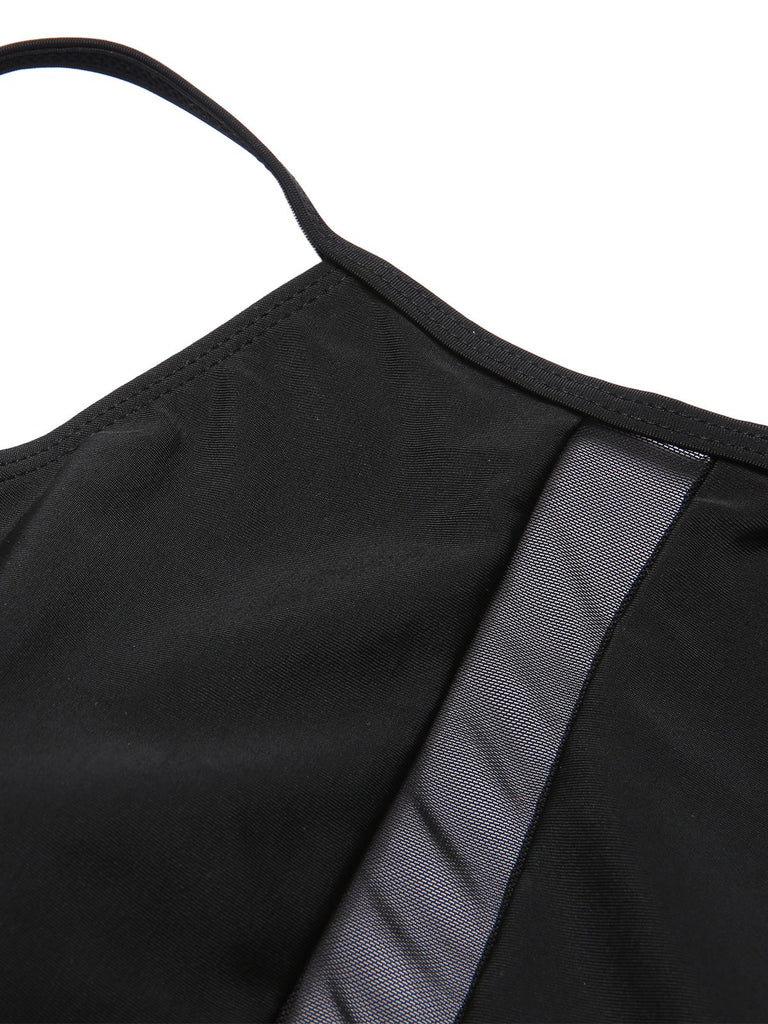 [Taglia Forti] Costumi cava con spalline sottili nero anni '40