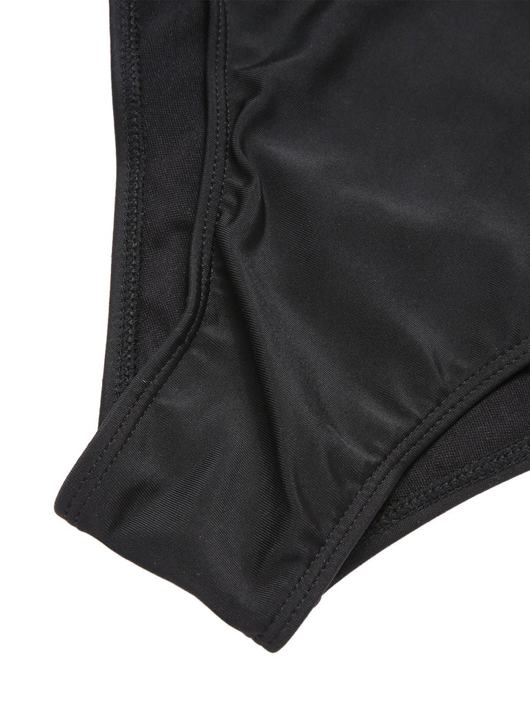 [Taglia Forti] Costumi cava con spalline sottili nero anni '40