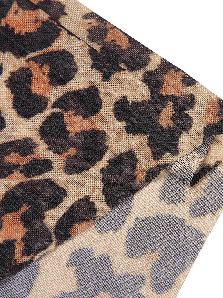 [Taglia Forti] Costumi  intero con gonna stampata leopardo anni '40