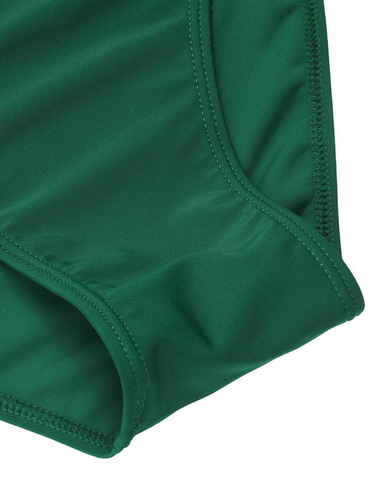 Costumi a righe monospalla volant verde scuro anni '40