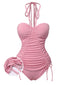 Costumi intero plissettato e spalline sottili rosa anni '50