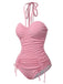 Costumi intero plissettato e spalline sottili rosa anni '50