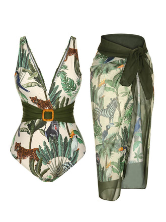 Costumi e copricostume foglie di palma multicolore anni '60