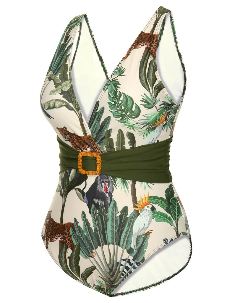 Costumi e copricostume foglie di palma multicolore anni '60