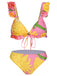 3PCS Set costumi floreale rosa anni '70