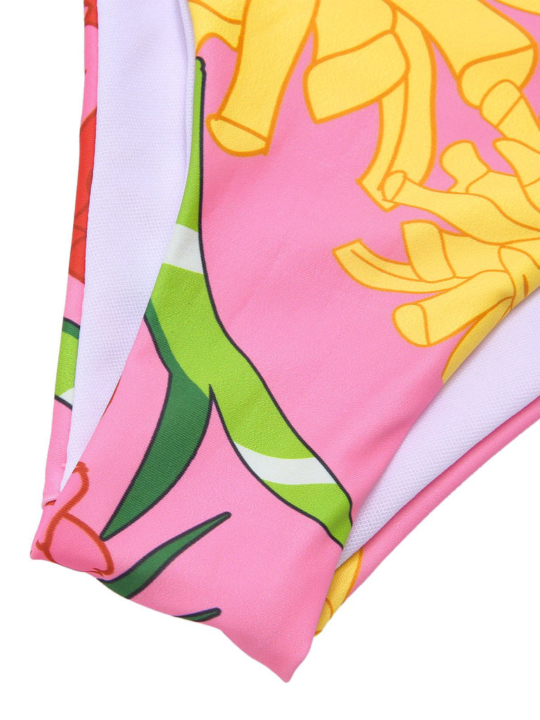 3PCS Set costumi floreale rosa anni '70