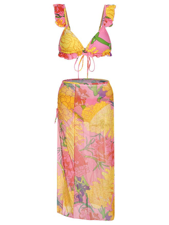 3PCS Set costumi floreale rosa anni '70