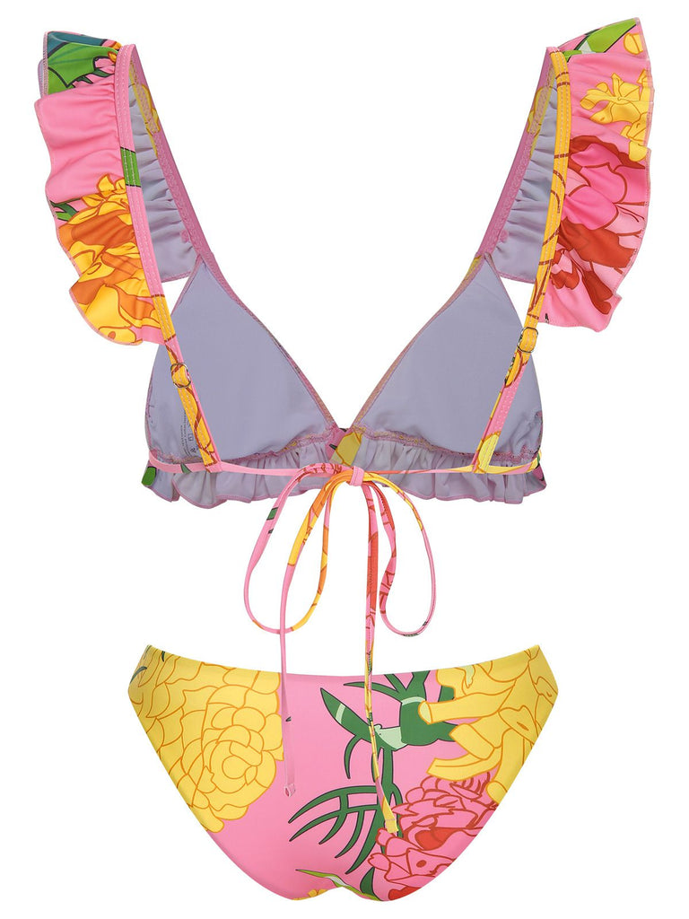 3PCS Set costumi floreale rosa anni '70