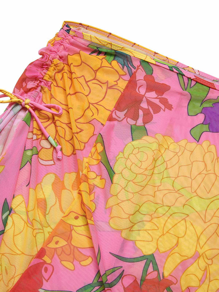 3PCS Set costumi floreale rosa anni '70