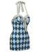 Costumi intero stampa argyle grigio blu anni '50