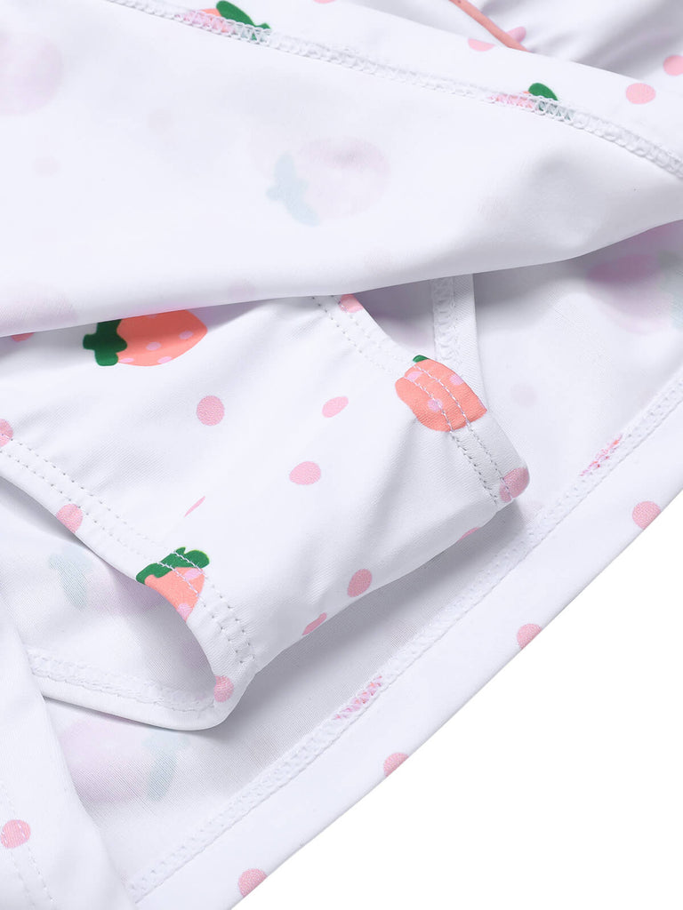 Costumi intero fragola plissettato bianco e rosa anni '50