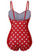 Costumi intero a pois spalline sottili patchwork rosso anni '50