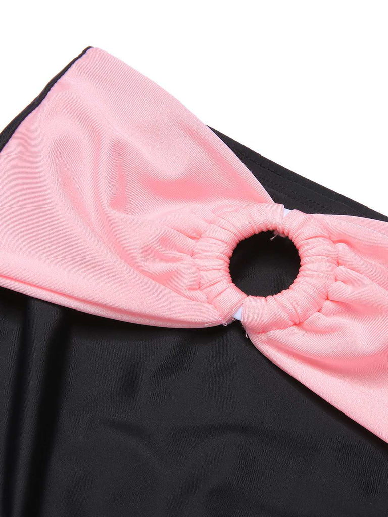 Costumi a contrasto con scollo all'americana nero anni '60