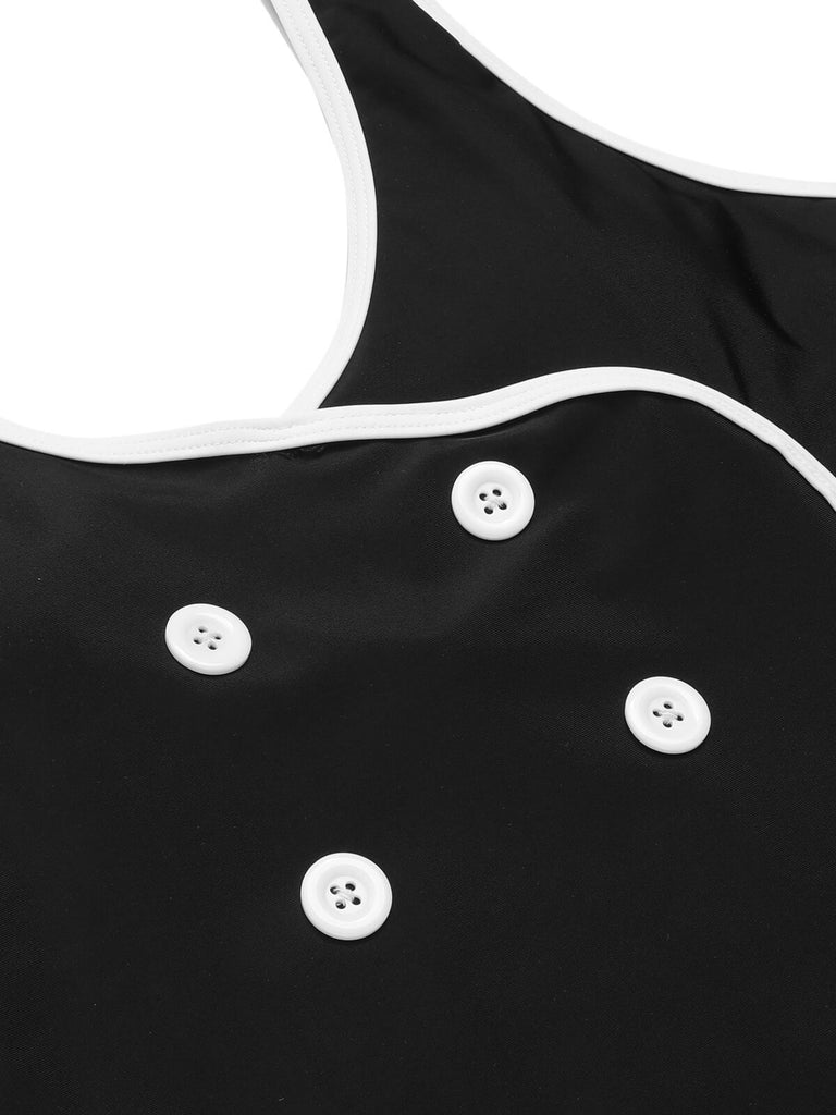 Costumi a contrasto con spalline bianco e nero anni '60