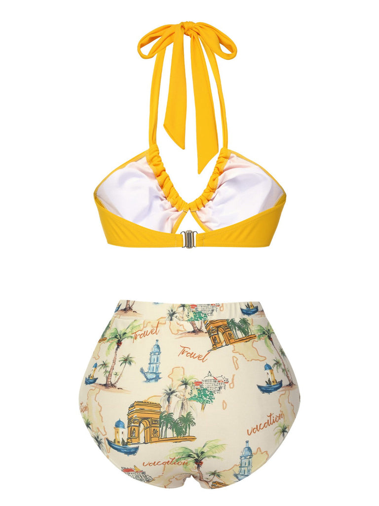 Costumi con motivo architettonico giallo anni '70