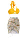 2PCS Costumi e copricostume motivo architettonico giallo anni '70