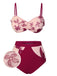 Costumi farfalla con spalline sottili bordeaux anni '50