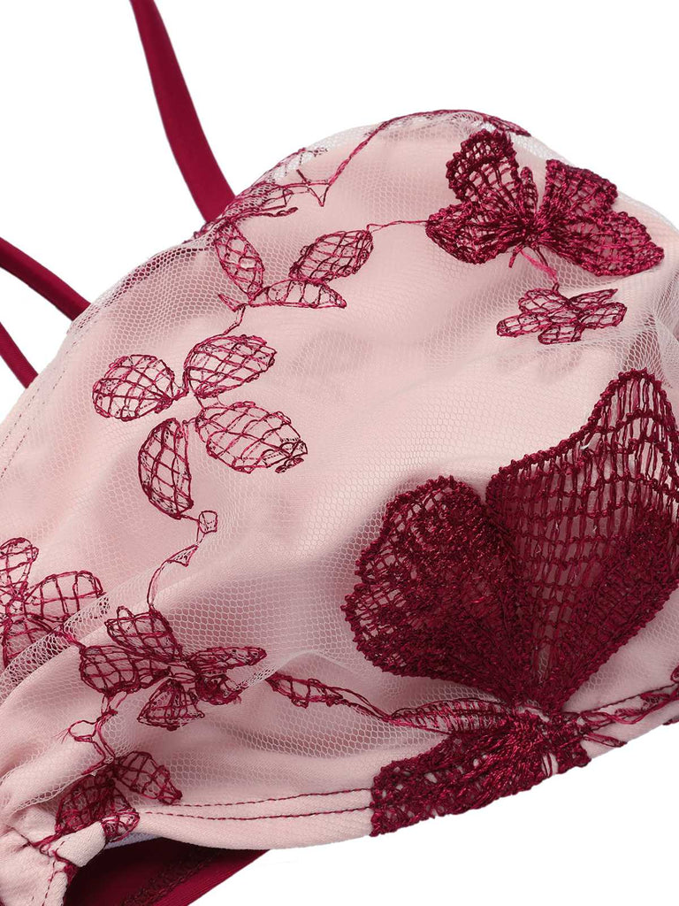 Costumi farfalla con spalline sottili bordeaux anni '50