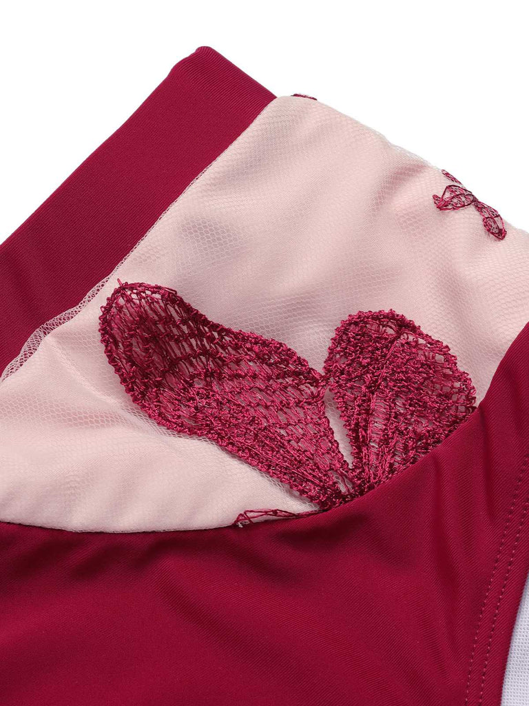 Costumi farfalla con spalline sottili bordeaux anni '50