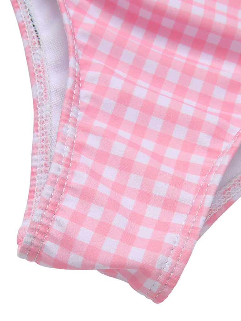 Costumi plaid cuore spalline sottili rosa anni '50