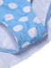 Costumi intero a pois con scollo a petalo blu anni '60