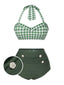Costumi plaid con scollo all'americana grigio verde anni '40