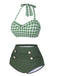 Costumi plaid con scollo all'americana grigio verde anni '40