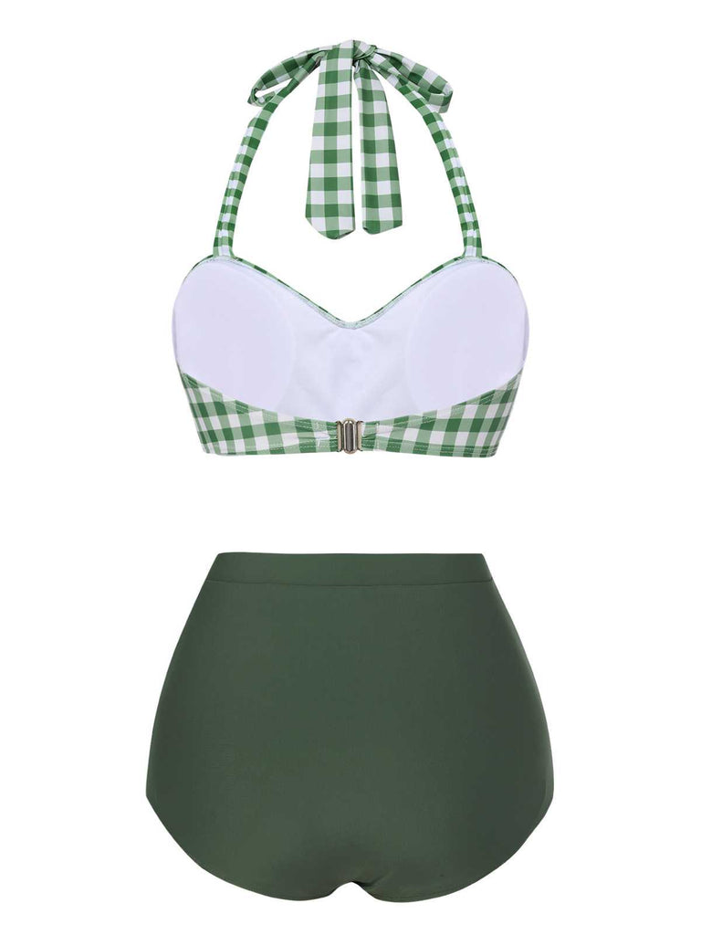 Costumi plaid con scollo all'americana grigio verde anni '40