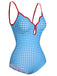Costumi intero plaid con spalline sottili blu anni '50