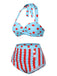 Costumi a righe a pois scollo all'americana blu anni '40