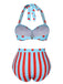 Costumi a righe a pois scollo all'americana blu anni '40