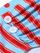 Costumi a righe a pois scollo all'americana blu anni '40