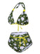 Costume da bagno floreale senza schienale verde scuro anni '40