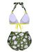 Costume da bagno floreale senza schienale verde scuro anni '40