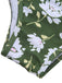 Costume da bagno floreale senza schienale verde scuro anni '40