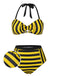 Costumi a righe scollo all'americana giallo e nero anni '70