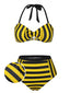 Costumi a righe scollo all'americana giallo e nero anni '70