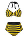 Costumi a righe scollo all'americana giallo e nero anni '70