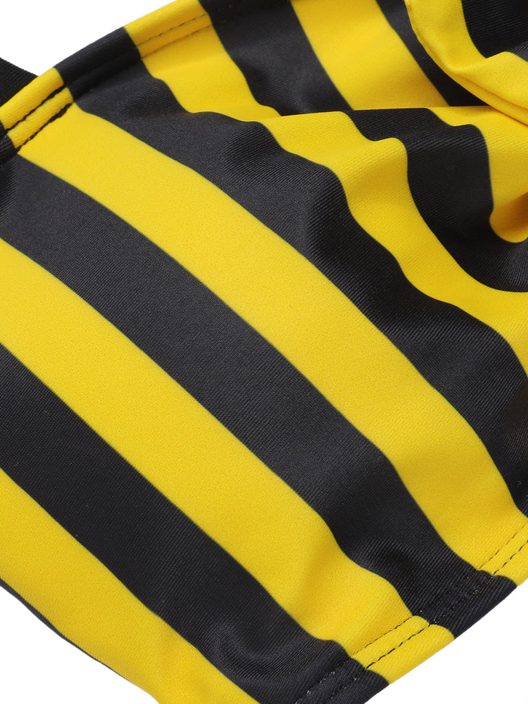 Costumi a righe scollo all'americana giallo e nero anni '70