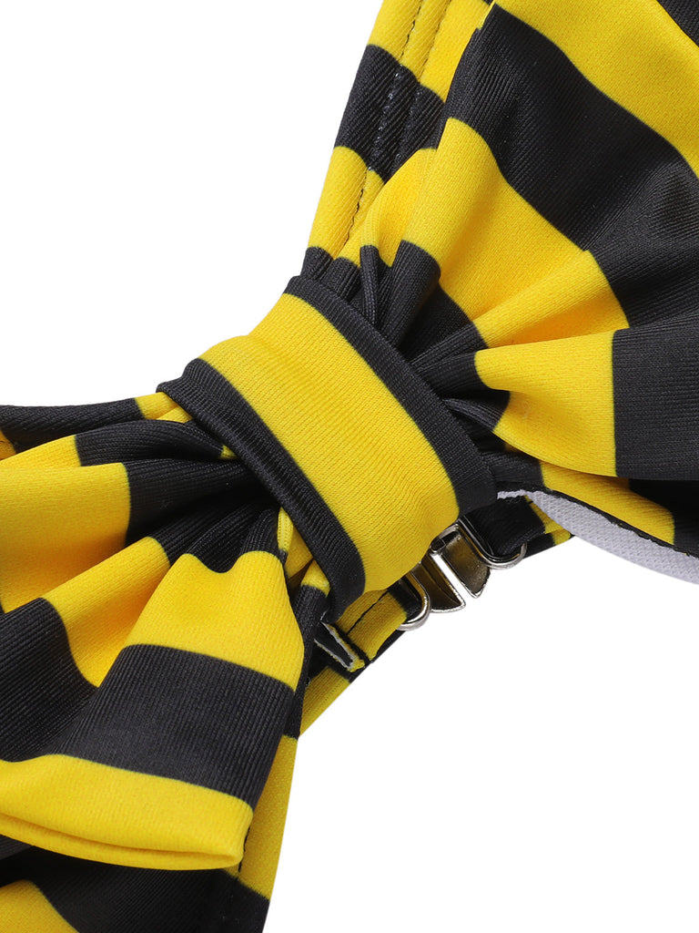 Costumi a righe scollo all'americana giallo e nero anni '70