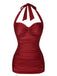 Costume da bagno arricciato scollo a V nero anni '50