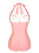 Costume da bagno arricciato scollo a V nero anni '50