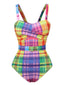 Costumi fiocco a quadri arcobaleno multicolore anni '70