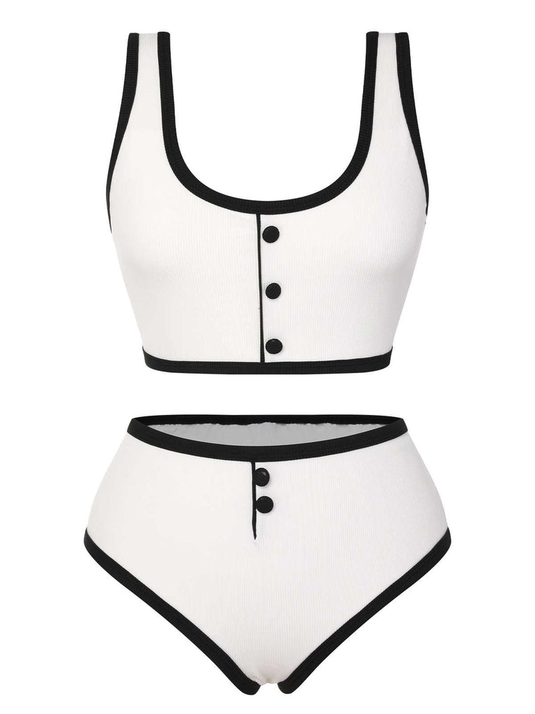 Costumi in maglia a contrasto bianco anni '30