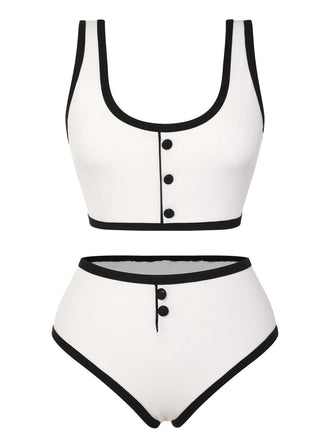Costumi in maglia a contrasto bianco anni '30