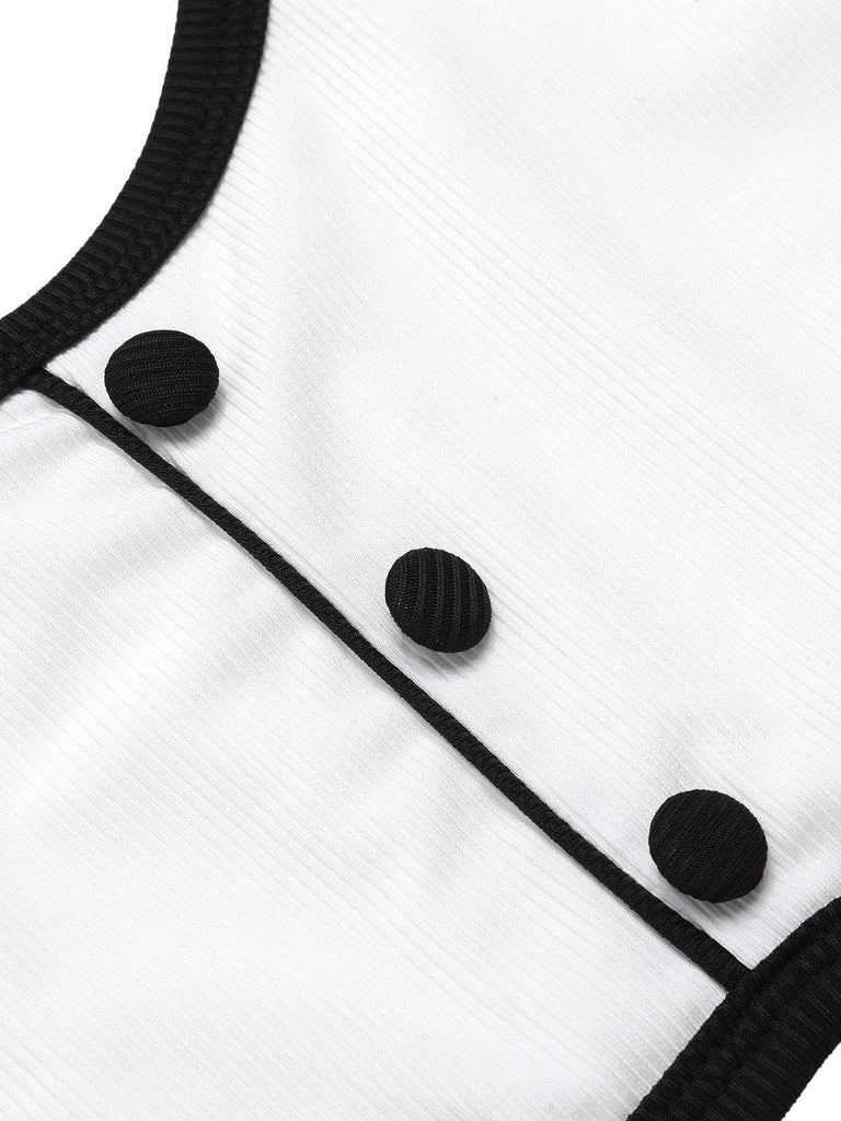 Costumi in maglia a contrasto bianco anni '30