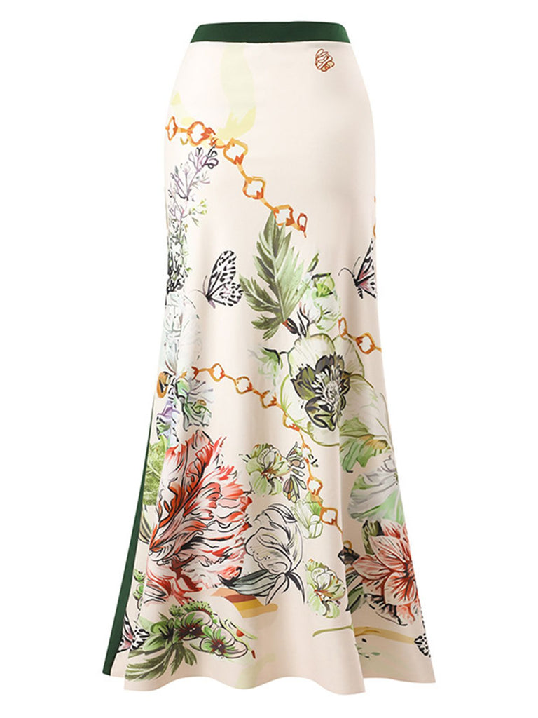 Costumi intero floreale monospalla e copricostume anni '40