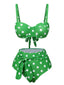 Costumi a pois spalline sottili fiocco verde anni '50